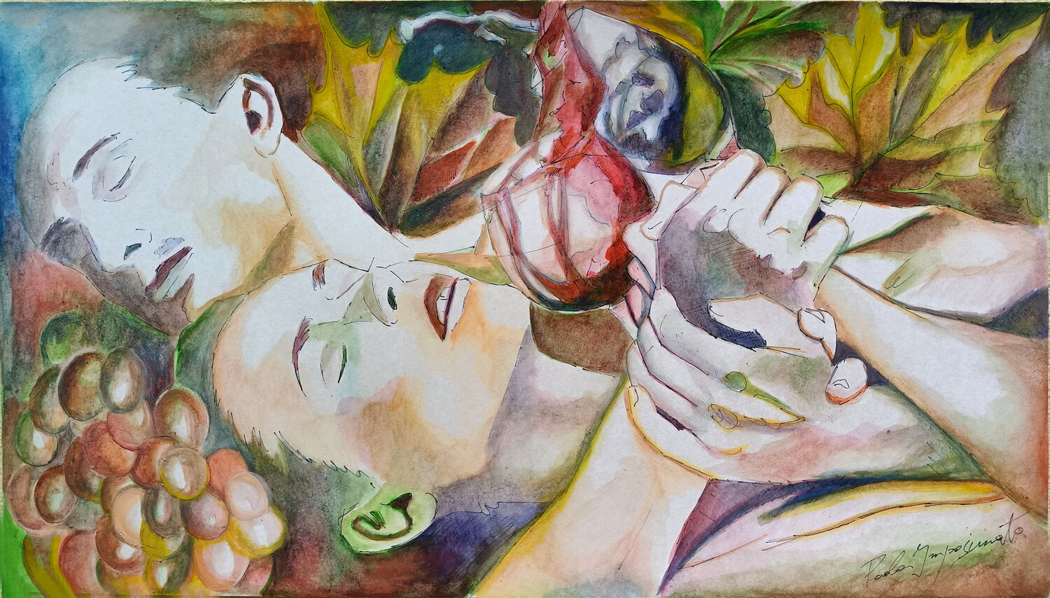 UN RIPOSO NELLA VIGNA Paola Imposimato Original painting for sale