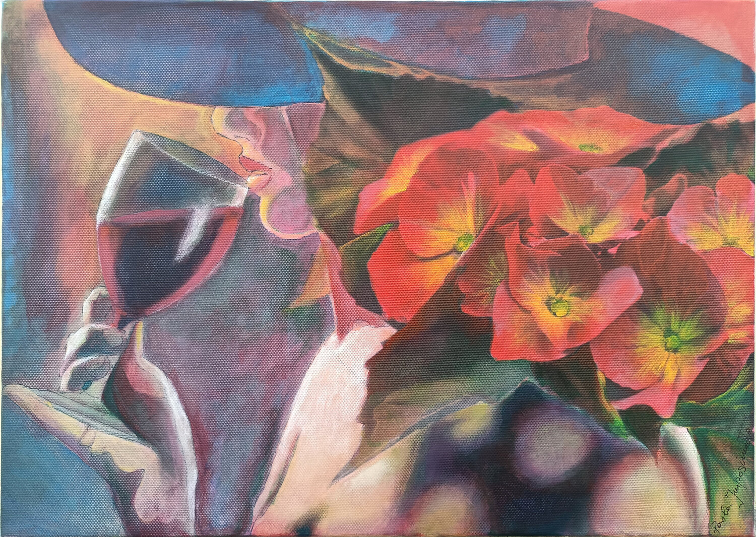 IL PROFUMO DELLA PRIMULA ROSSA Paola Imposimato Original painting for sale