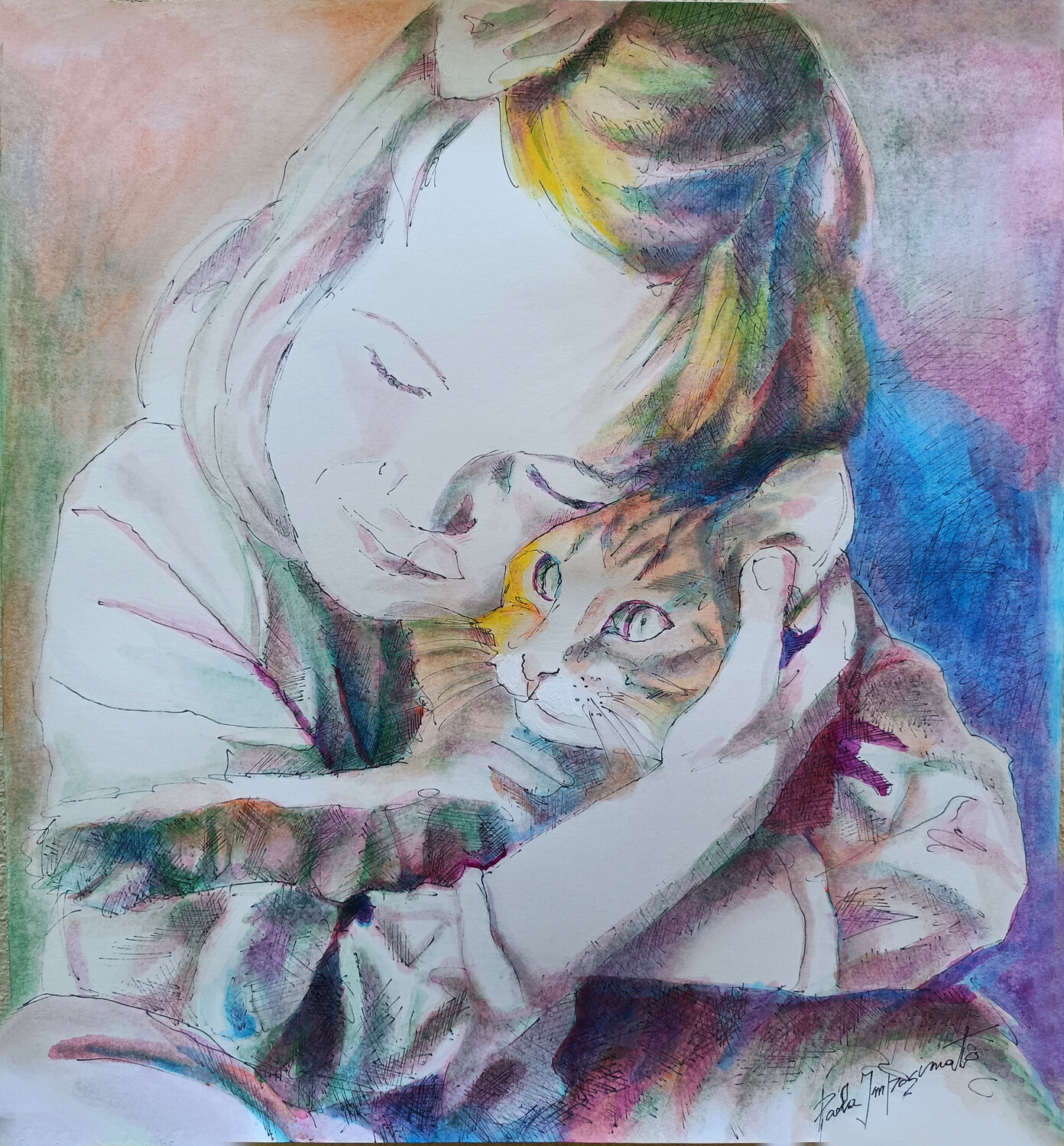IL SOFFICE ABBRACCIO Paola Imposimato Original painting for sale