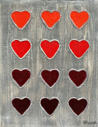 MUCHO AMOR: Hearts so Red 1 by Veronica Russek, Painting for Sale on Select