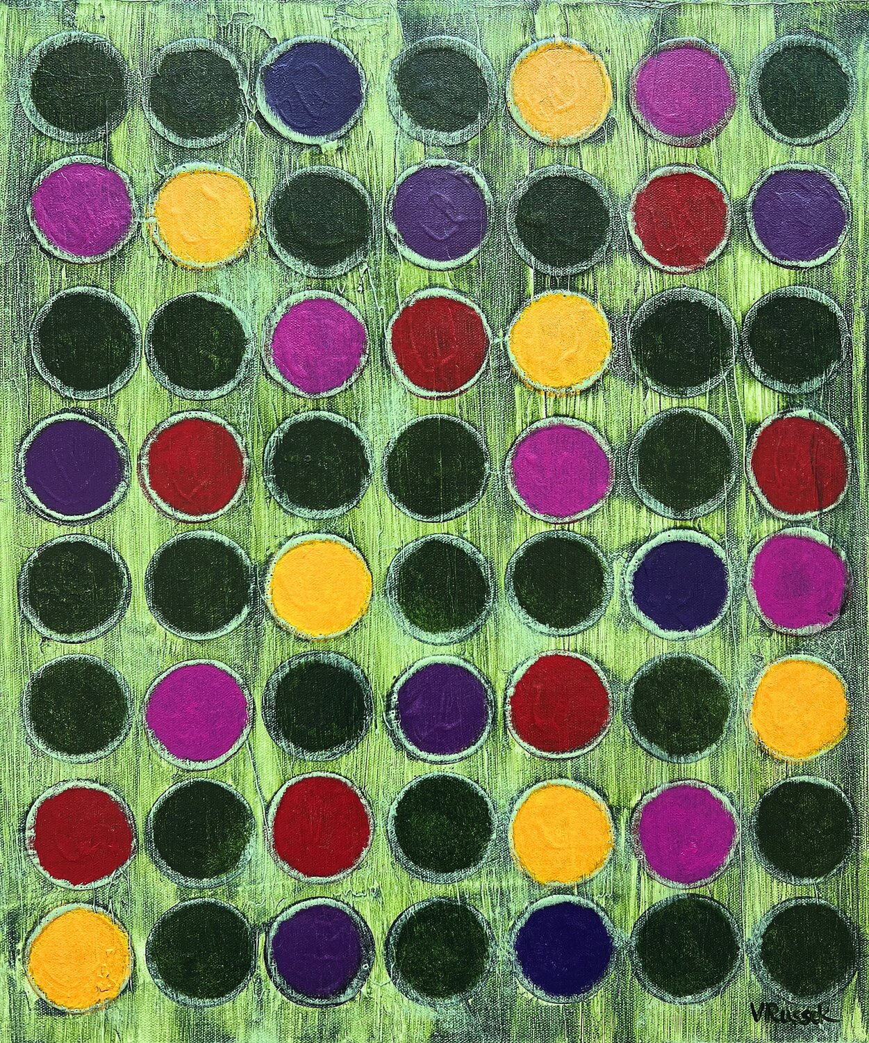 Zinnias 2 Veronica Russek Original painting for sale