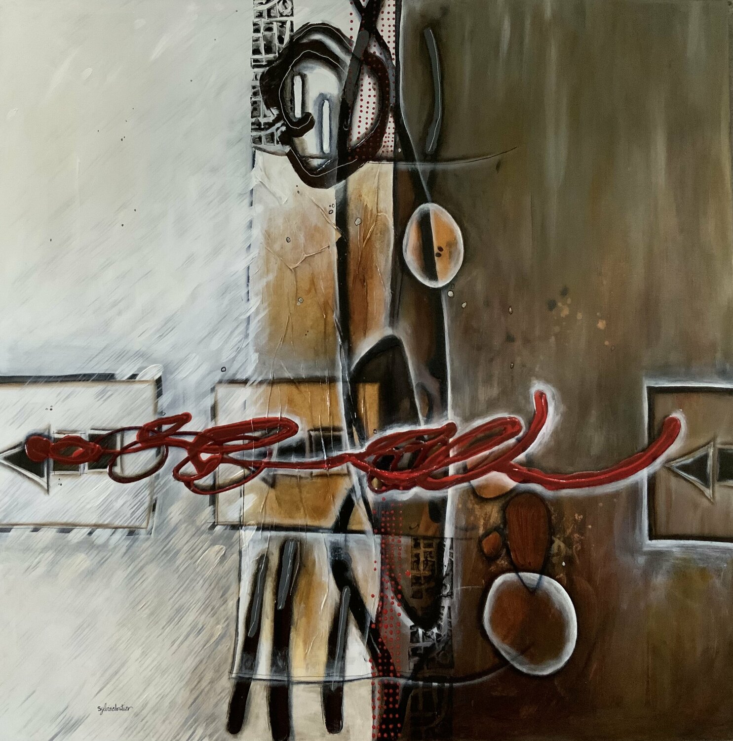 NE LAISSEZ PAS PASSER LE TRAIN Sylvie Cloutier Original painting for sale