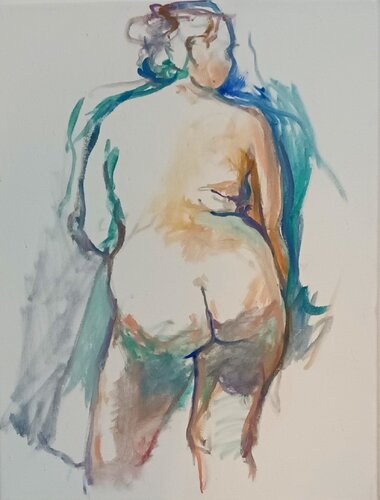 female standing back by Riemer Den Ouden, Painting for Sale on Select