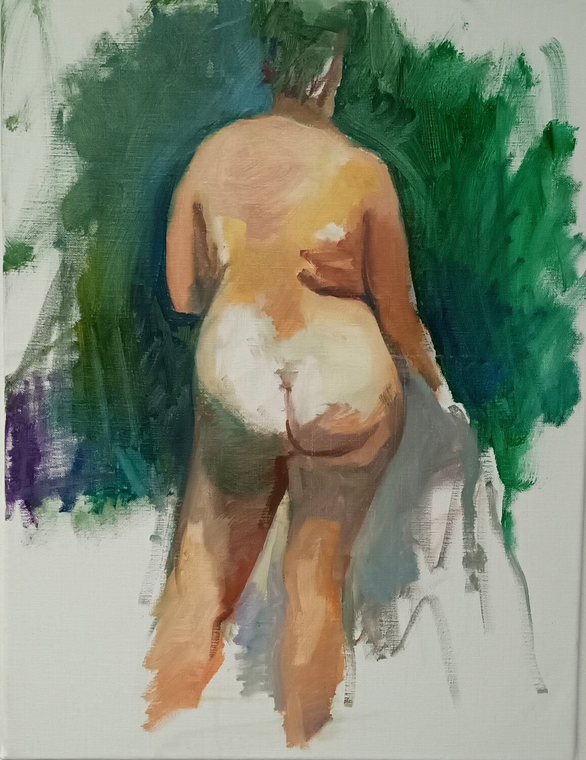 female standing back Riemer Den Ouden Original painting for sale