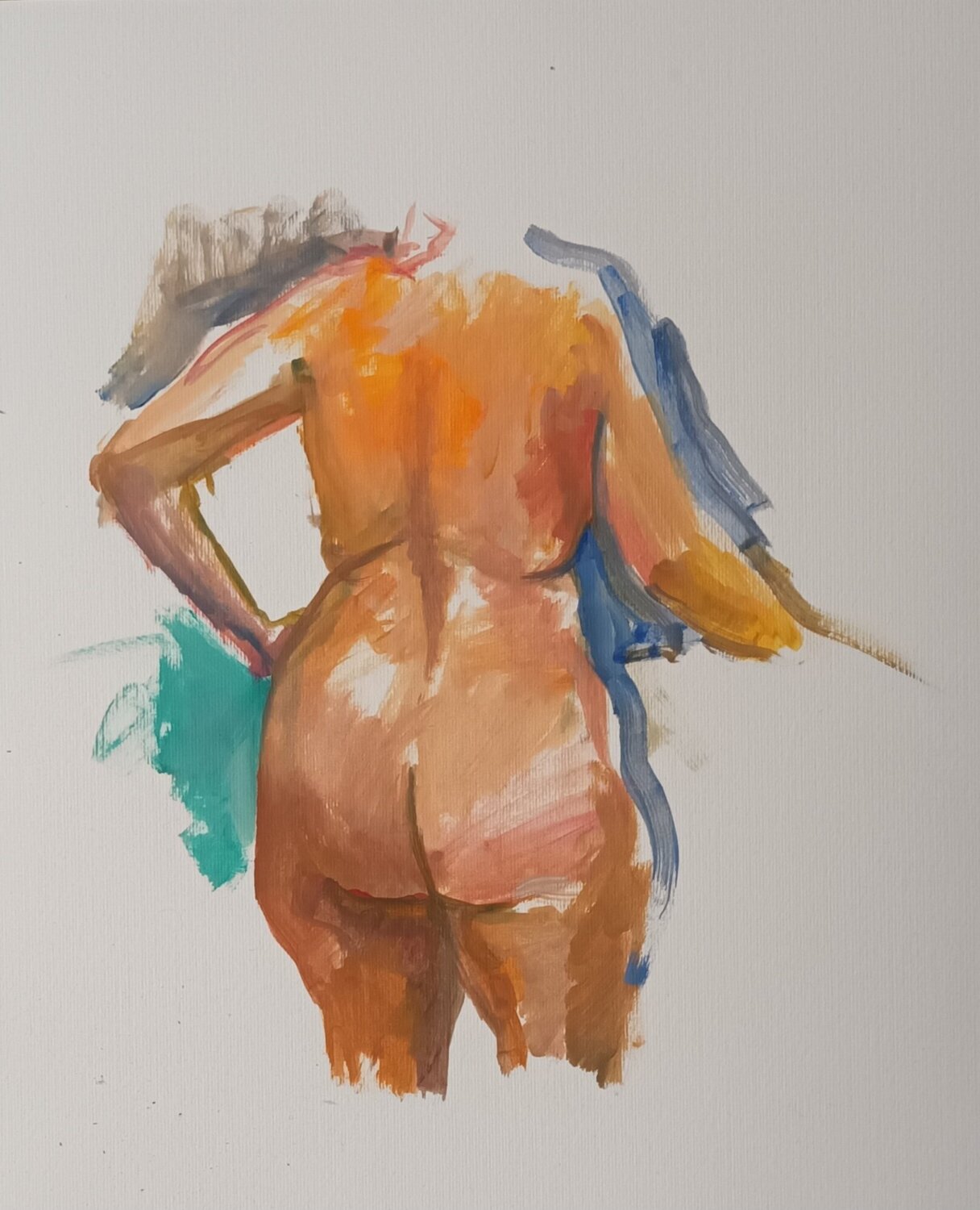 female standing back Riemer Den Ouden Original painting for sale