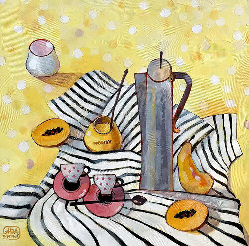 yellow still life with honey by Ada Chini, Painting for Sale on Select