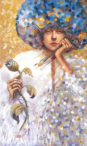 Autoritratto con fiore d'eringio by Ada Chini, Painting for Sale on Select