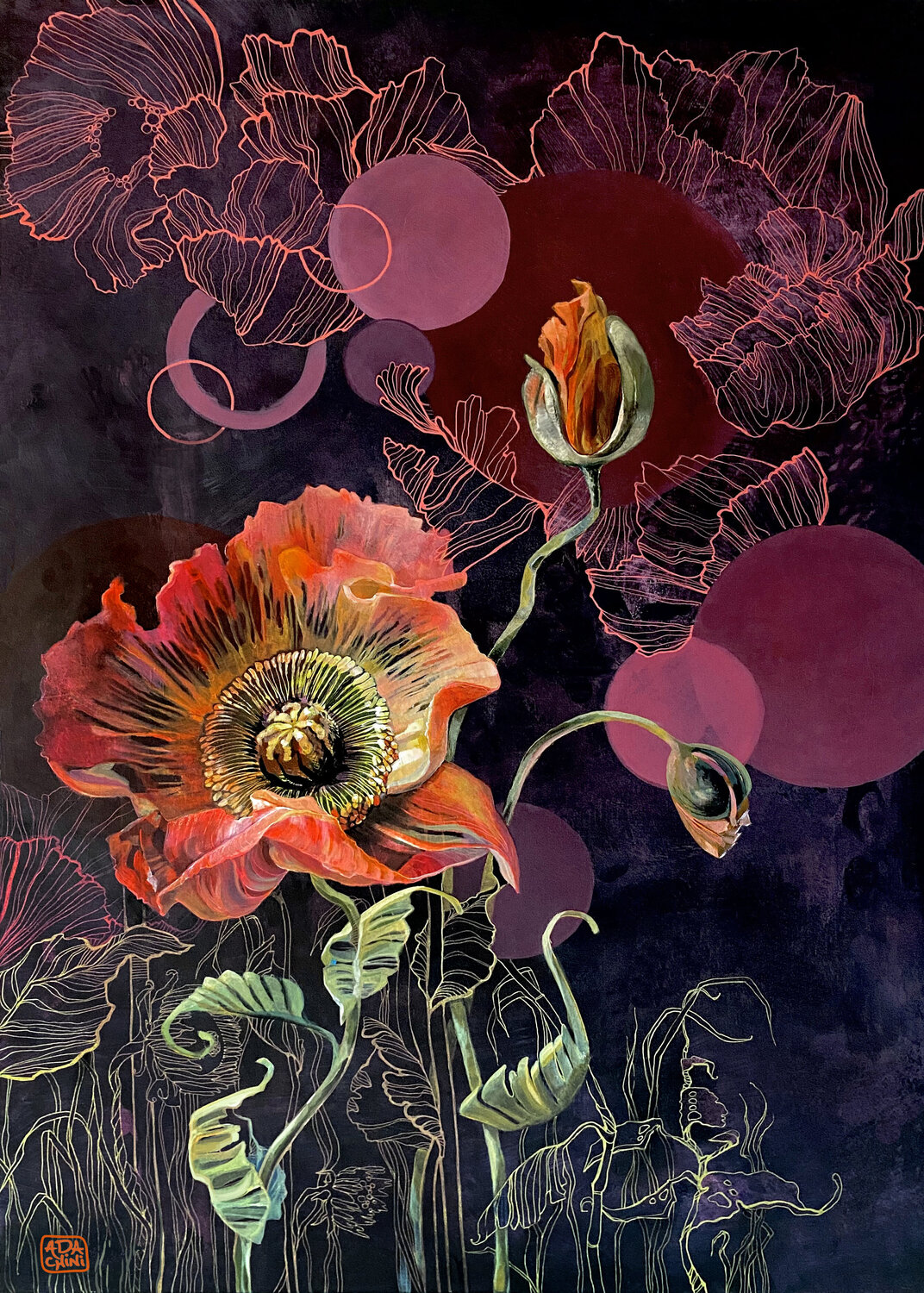 Papaver Somniferum Ada Chini Original painting for sale