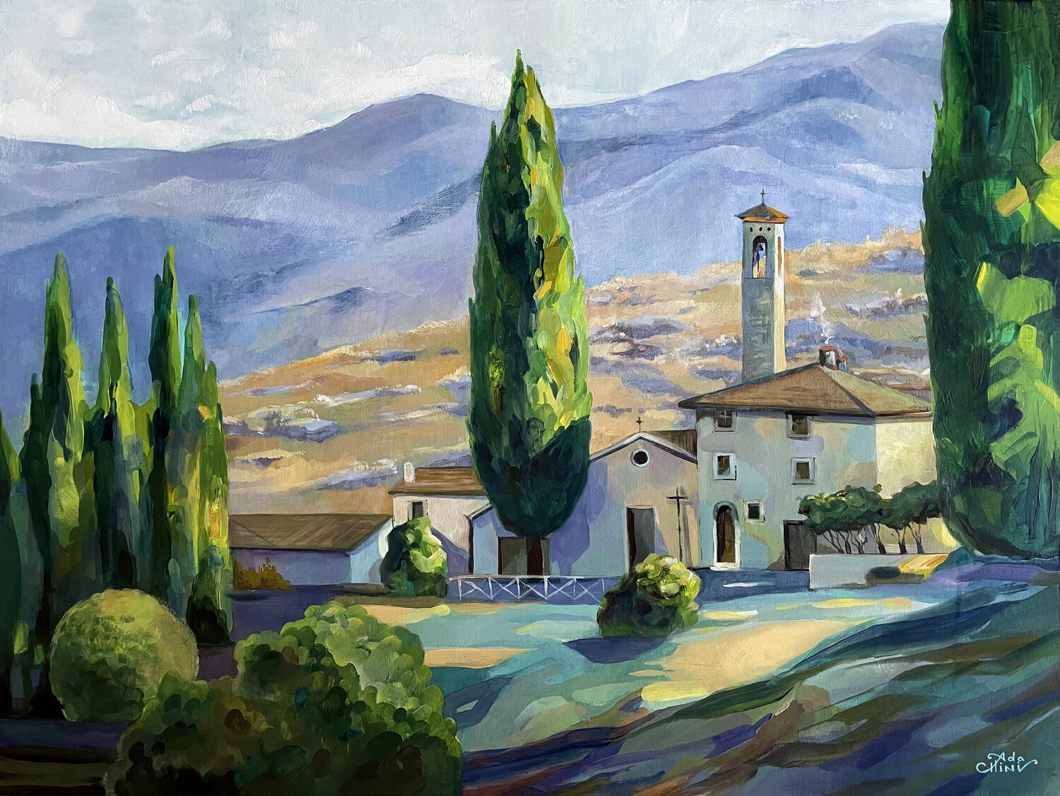 Mugello. La Chiesa Di Barbiana Ada Chini Original painting for sale