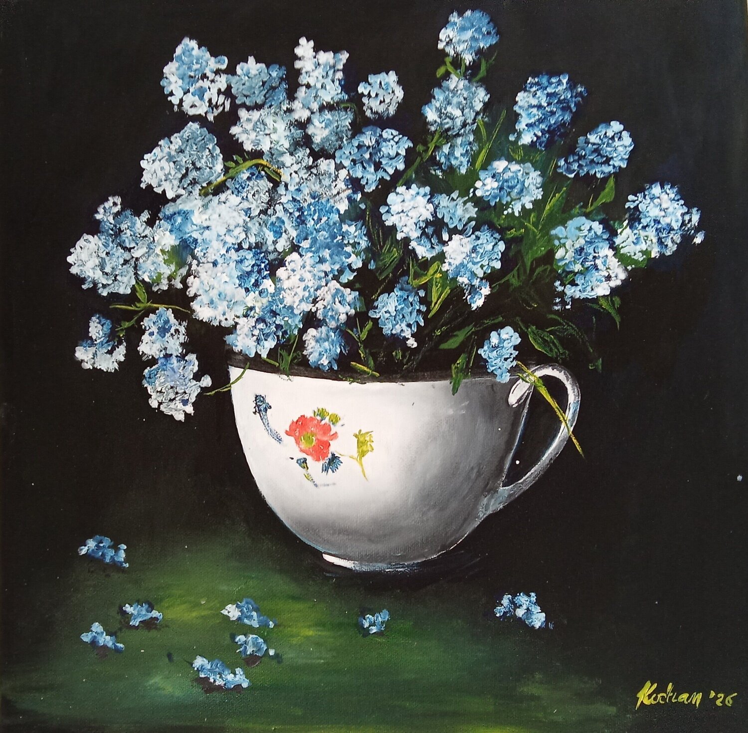 Modré kvety Dušan Kochan Original painting for sale