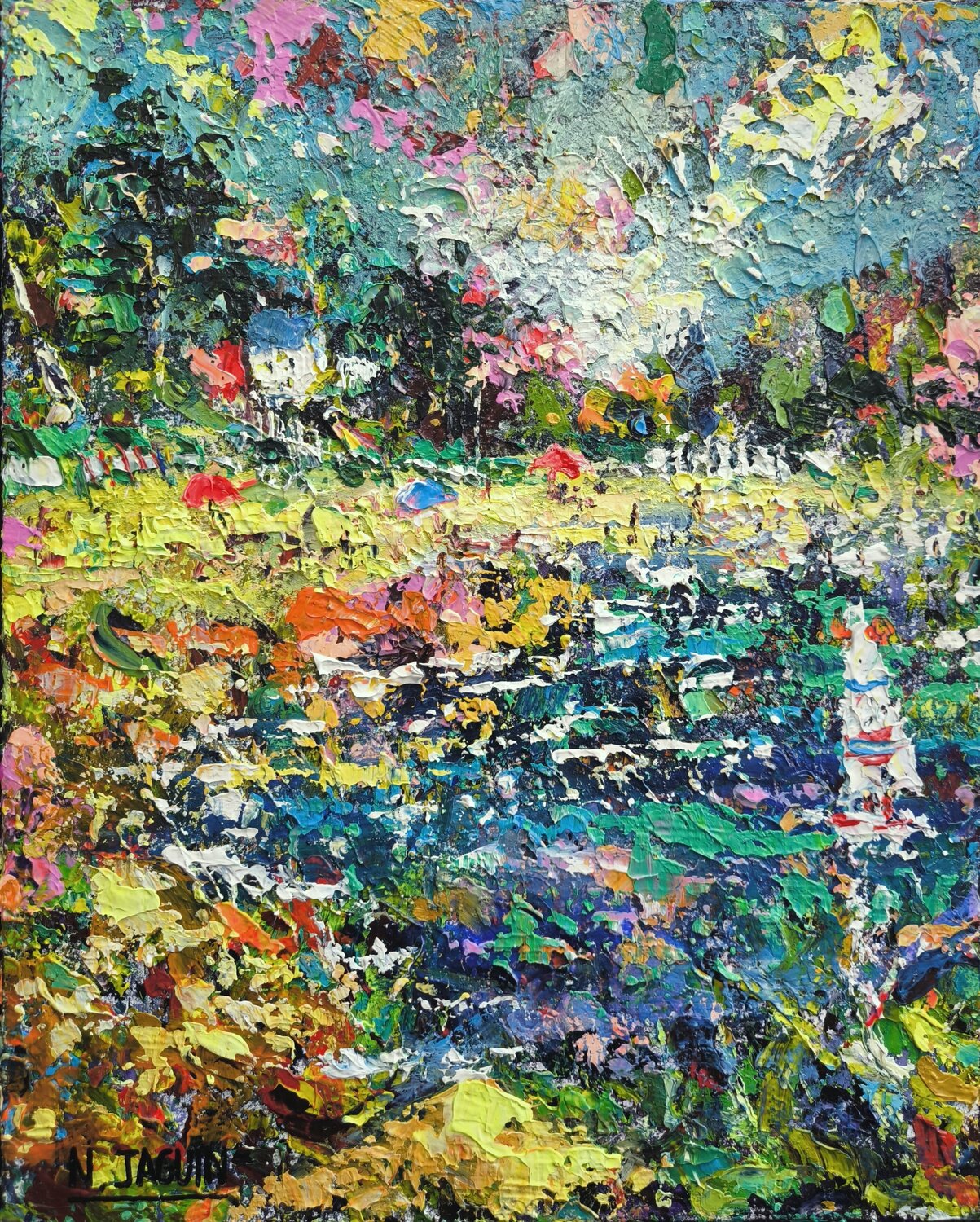 Le Bonheur bleu 13 Nathalie Jaguin Original painting for sale