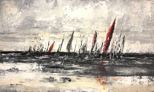 Les voiles rouges by Dam Domido, Painting for Sale on Select