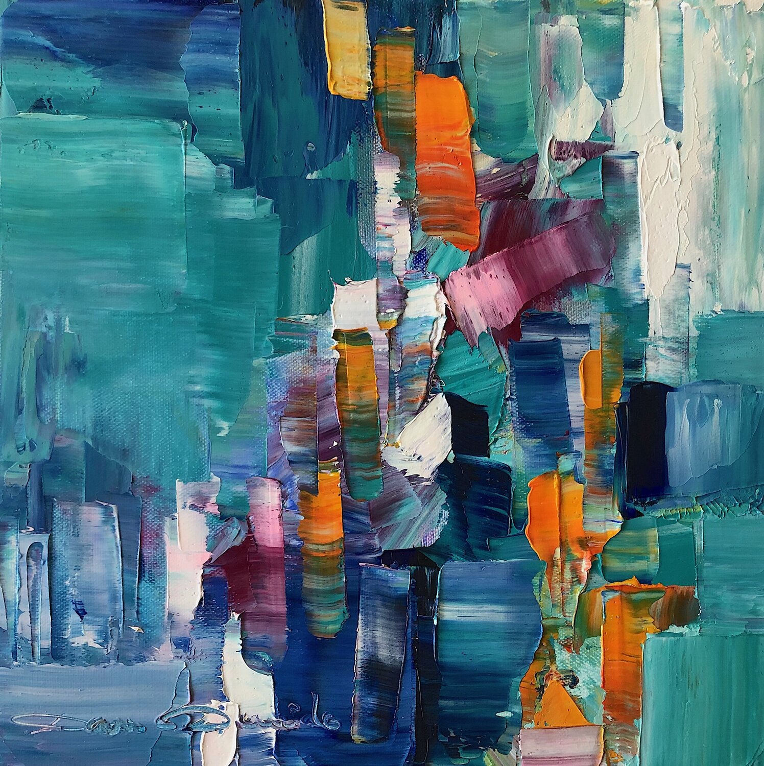 Turquoise vibes Dam Domido Original painting for sale