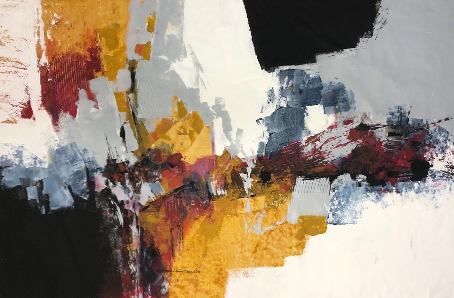 Abstract cityscape Dam Domido Original painting for sale
