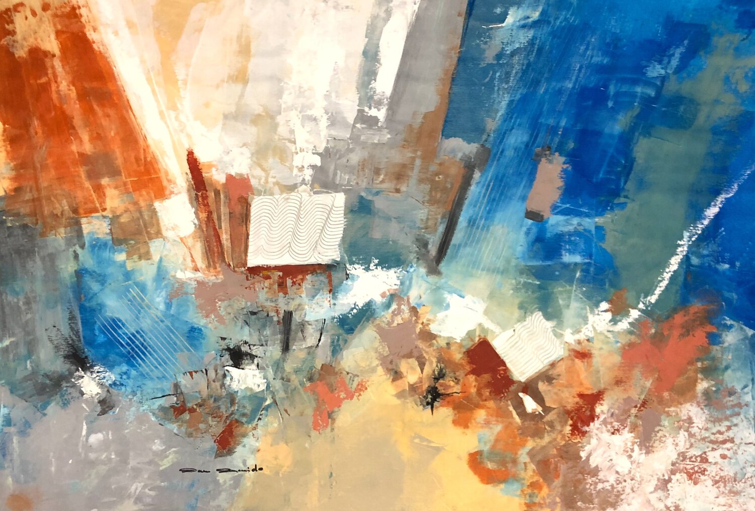 Reflets bleu Dam Domido Original painting for sale