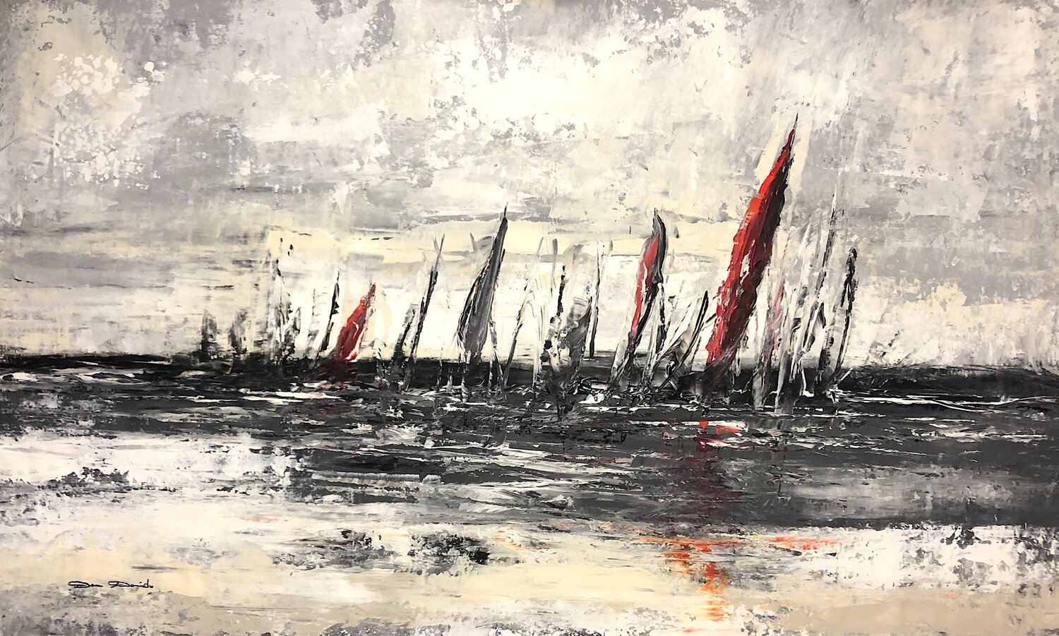 Les voiles rouges Dam Domido Original painting for sale