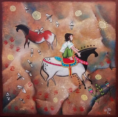 Chevaucher à travers le temps by Veronique Peytour, Painting for Sale on Select