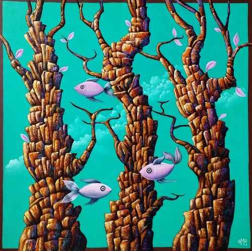 Quand les poissons voleront by Veronique Peytour, Painting for Sale on Select