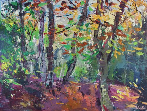 Blustery Autumn Woods by Sylvia Paul, Painting for Sale on Select