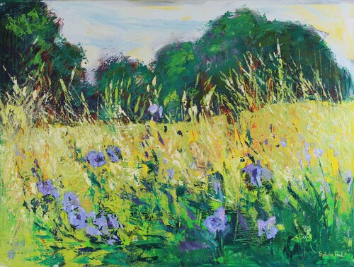 Blue Meadow Flowers by Sylvia Paul, Painting for Sale on Select