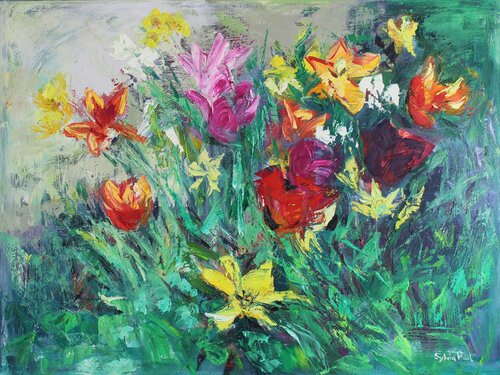 Tulip Patch by Sylvia Paul, Painting for Sale on Select
