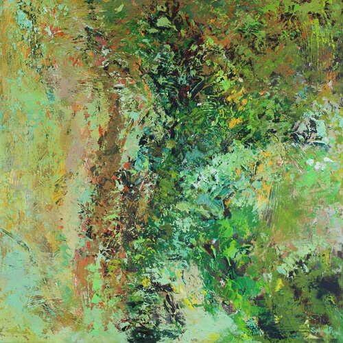 Tree Bark with Lichen by Sylvia Paul, Painting for Sale on Select