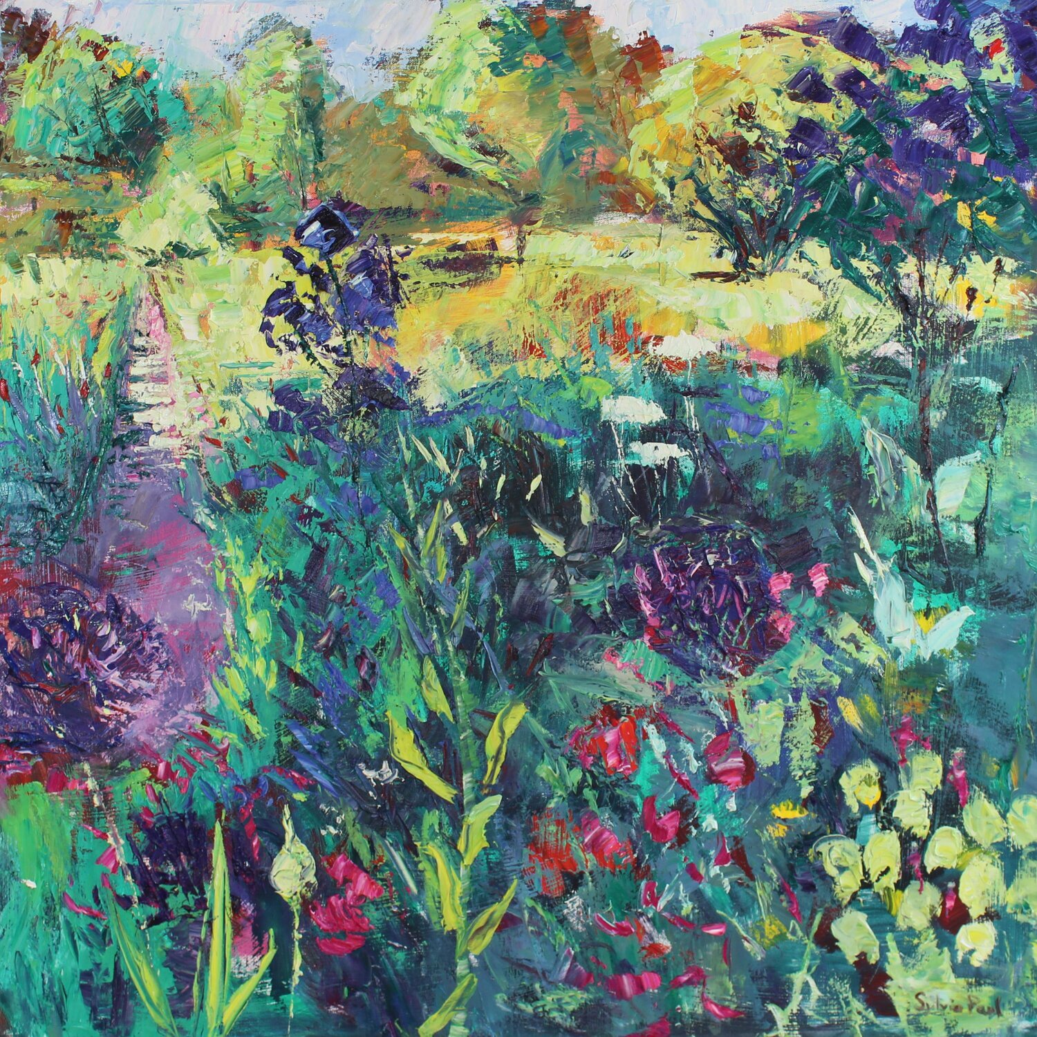 Monet's Garden Path Sylvia Paul Original painting for sale
