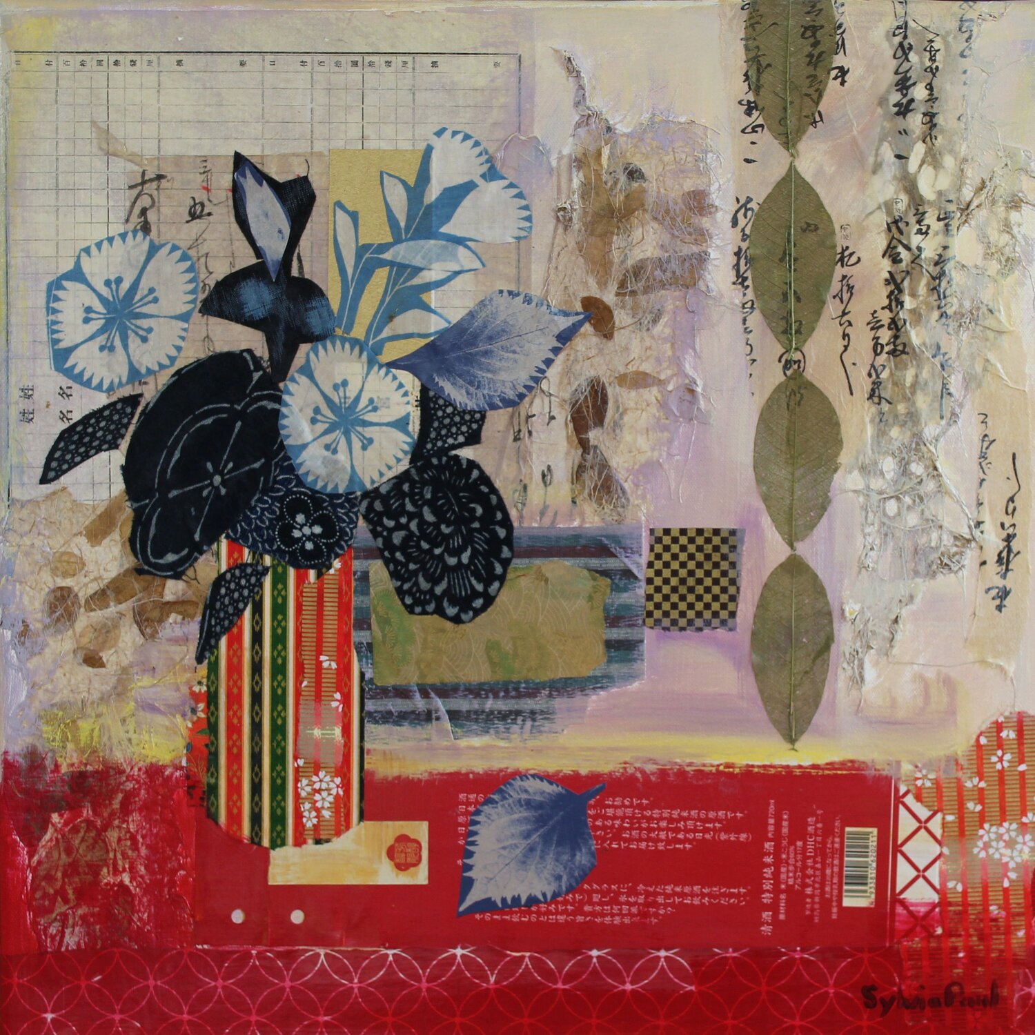 Indigo and Scarlet Sylvia Paul Original painting for sale