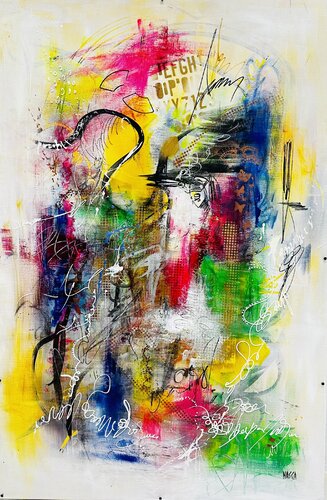 Fréquence d'Amour by Chrystèle Ferron (Nasca), Painting for Sale on Select