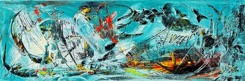 Amazonia Blue by Chrystèle Ferron (Nasca), Painting for Sale on Select