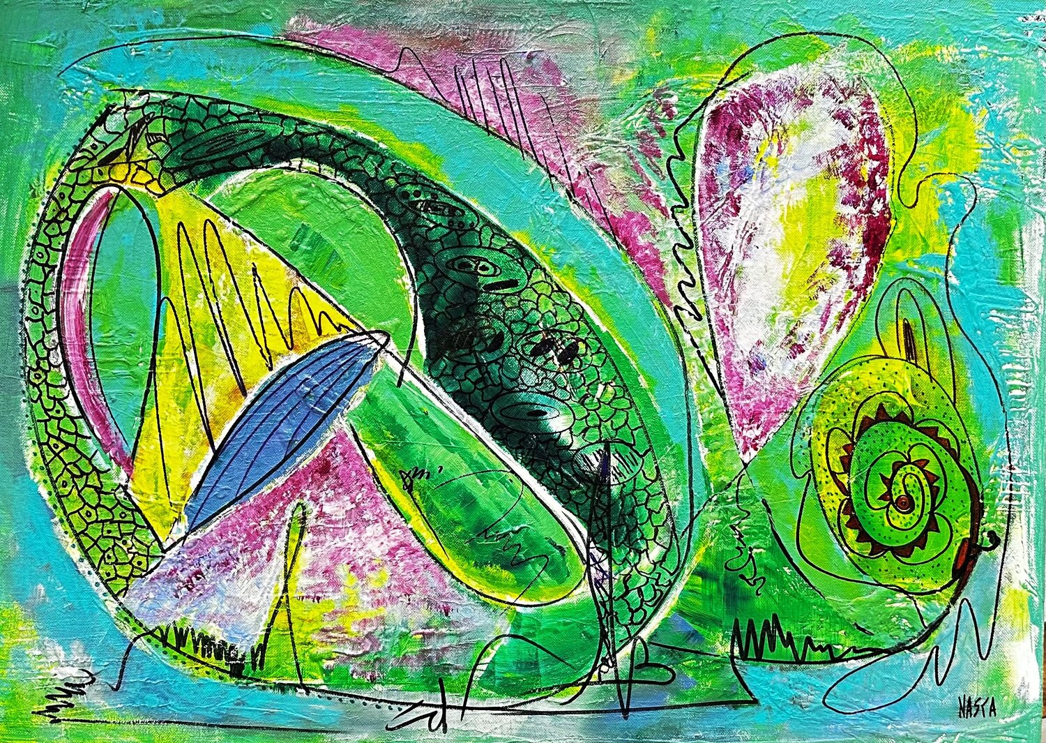 Guérion du coeur Chrystèle Ferron (Nasca) Original painting for sale