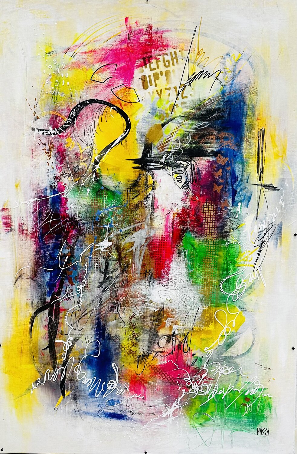 Fréquence d'Amour Chrystèle Ferron (Nasca) Original painting for sale