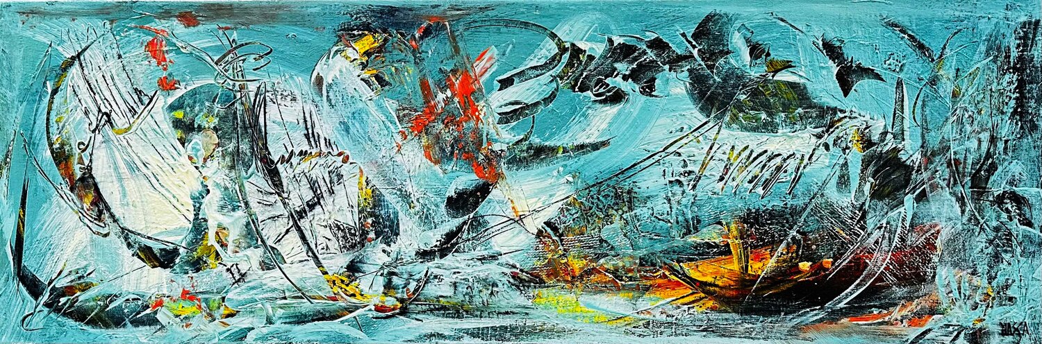 Amazonia Blue Chrystèle Ferron (Nasca) Original painting for sale