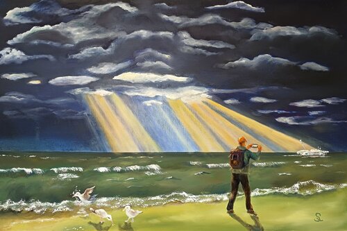 Influencer am Meer by Steffi Rodigas, Painting for Sale on Select