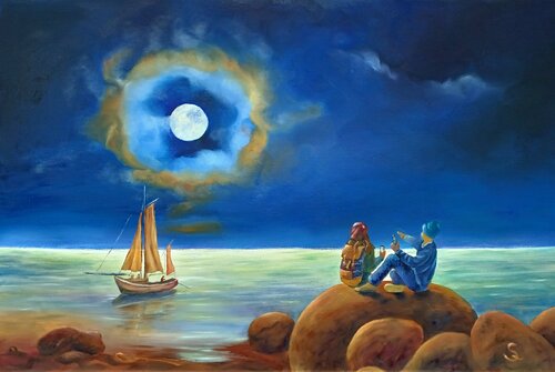 Mondnacht by Steffi Rodigas, Painting for Sale on Select