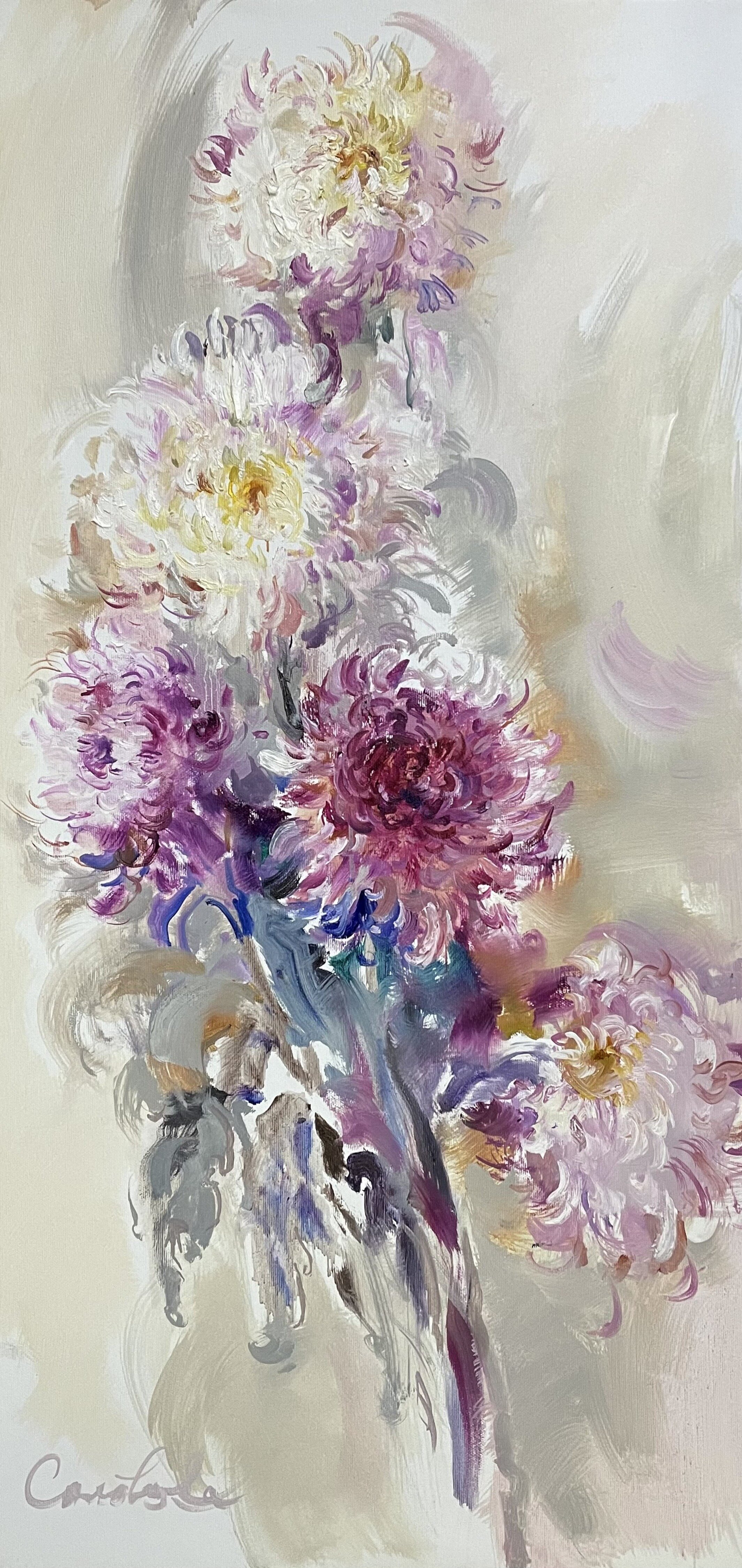 Bright flowers - "Chrysanthemums" - Oil painting - 2021
