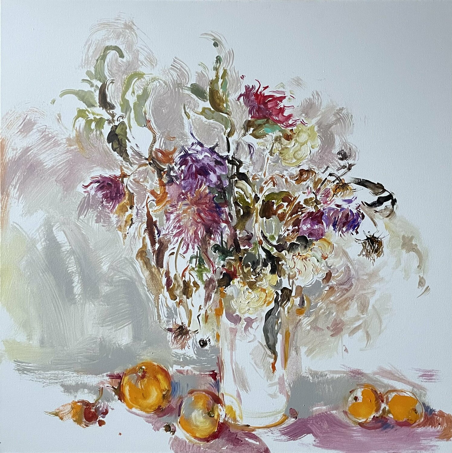 Bright flowers - "Pink flowers" - Oil painting - 2021 Olga Soloviova Original painting for sale