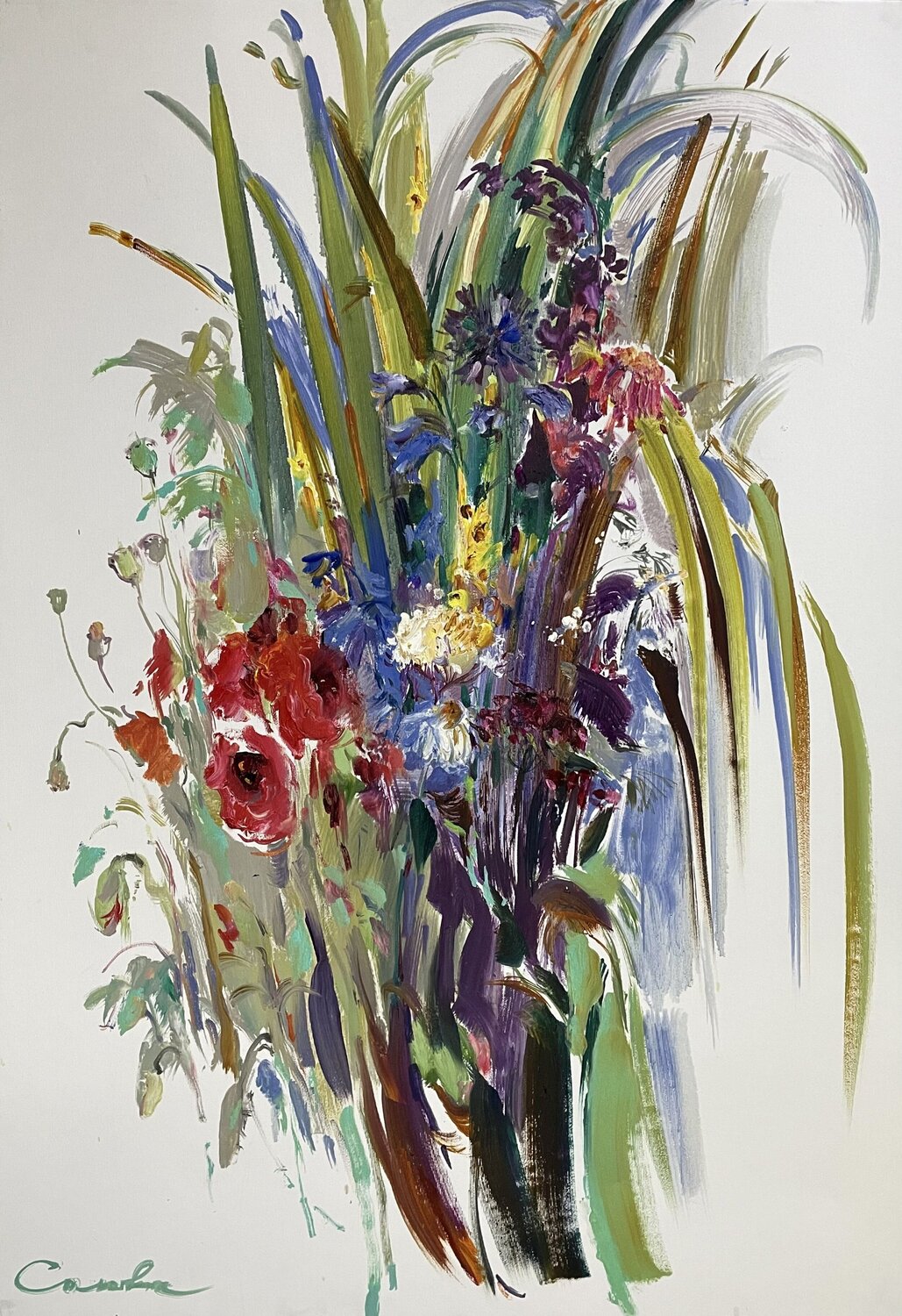 Bright flowers - "Wild flowers" - Oil painting - 2021 Olga Soloviova Original painting for sale