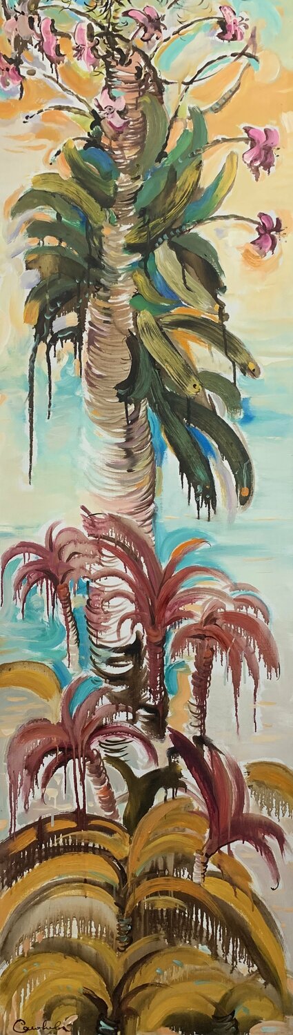 Bright tropical nature - "Tropics" - Impressionism - 2005 Olga Soloviova Original painting for sale