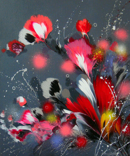 Summer Pink Flowers by Irini Karpikioti, Painting for Sale on Select