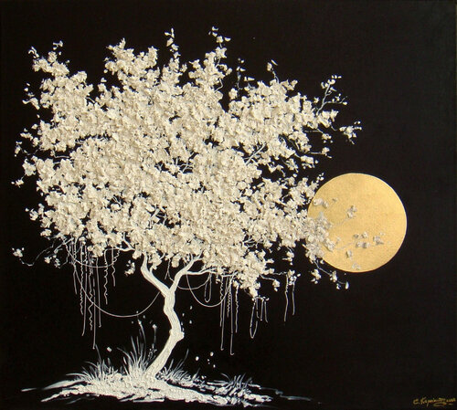 Blooming White Tree by Irini Karpikioti, Painting for Sale on Select