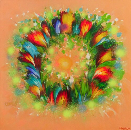 Sunny Wreath by Irini Karpikioti, Painting for Sale on Select