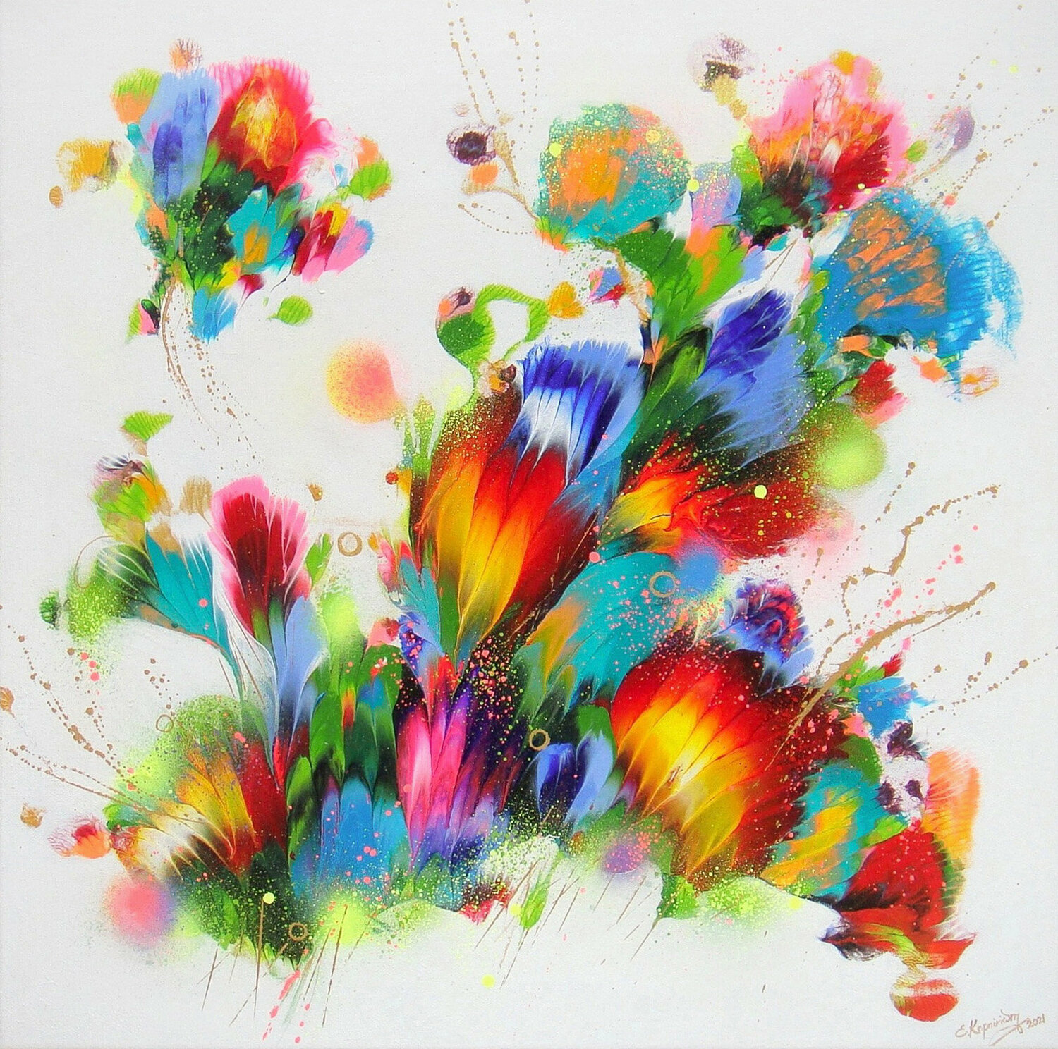 The Magical Power of Flowers Irini Karpikioti Original painting for sale