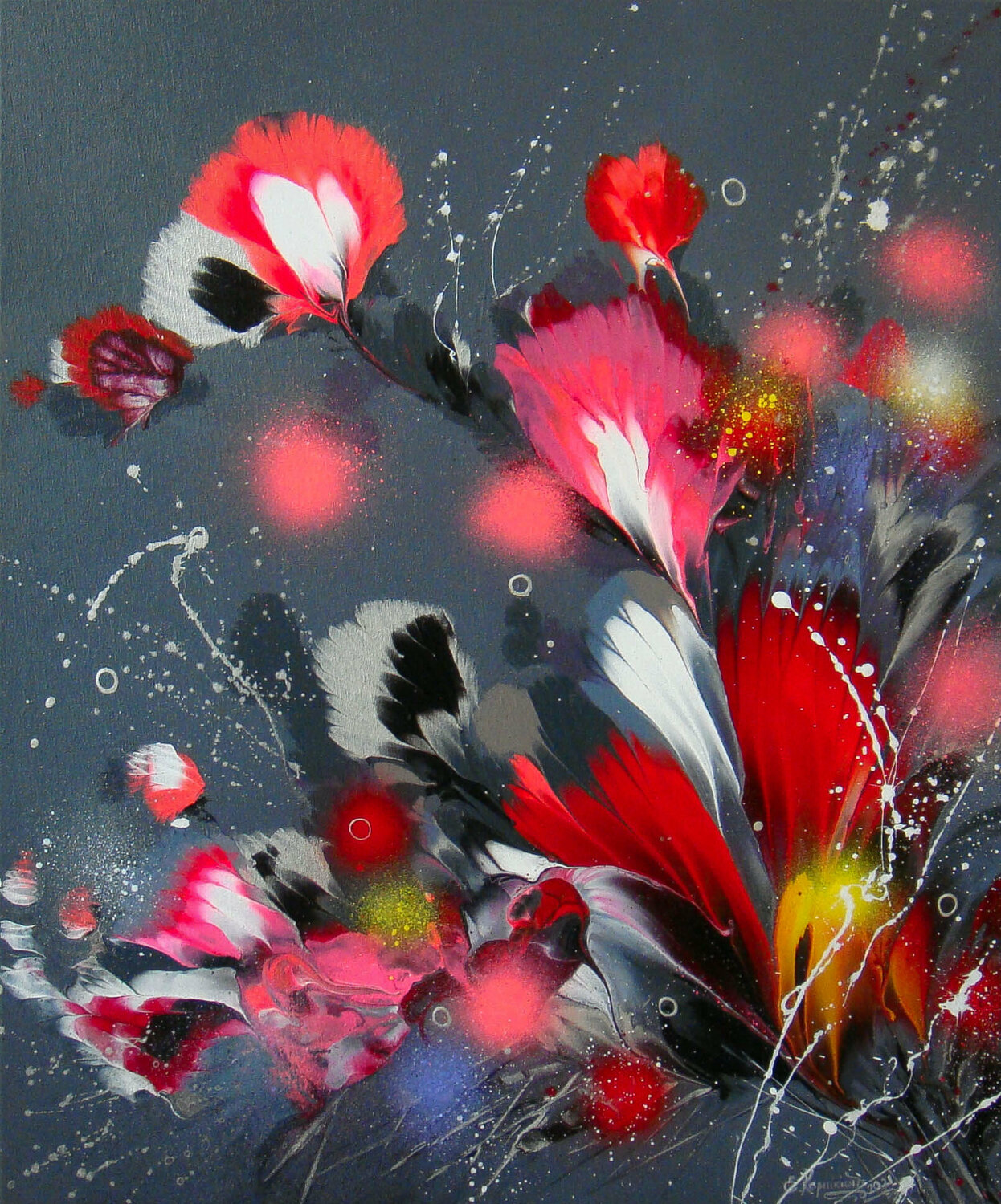 Summer Pink Flowers Irini Karpikioti Original painting for sale