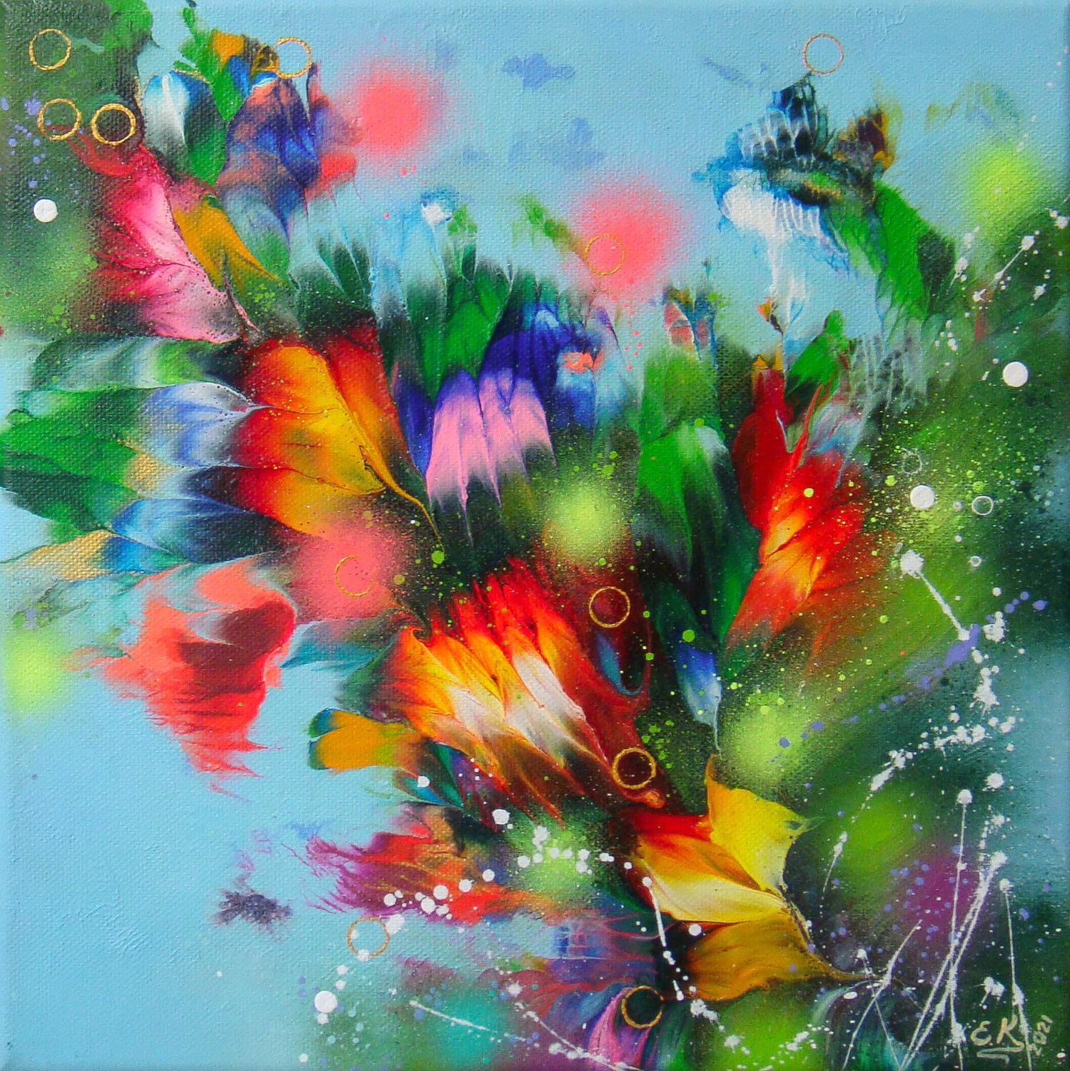 Flowers-4 Irini Karpikioti Original painting for sale
