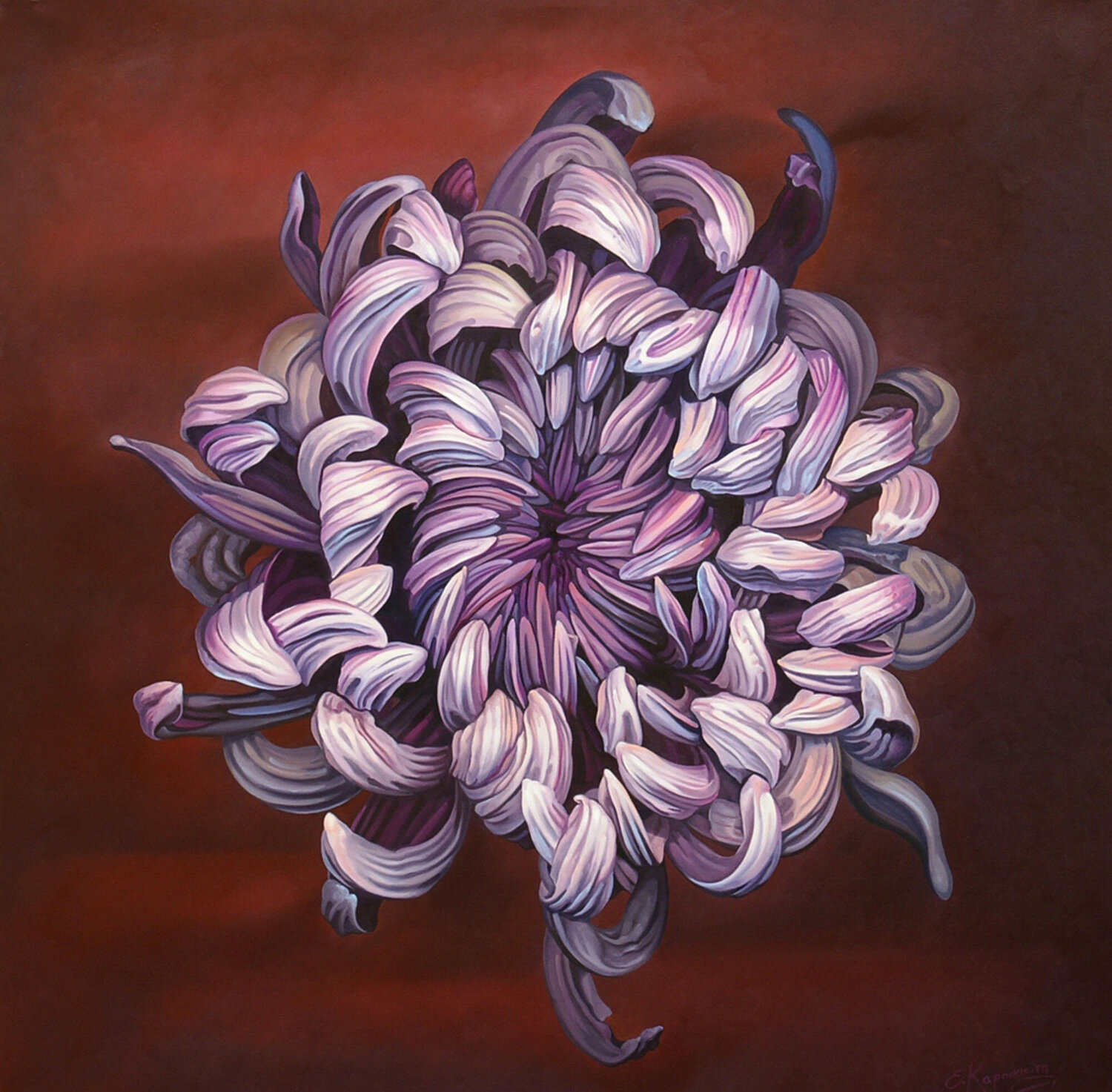 Purple Flower Irini Karpikioti Original painting for sale