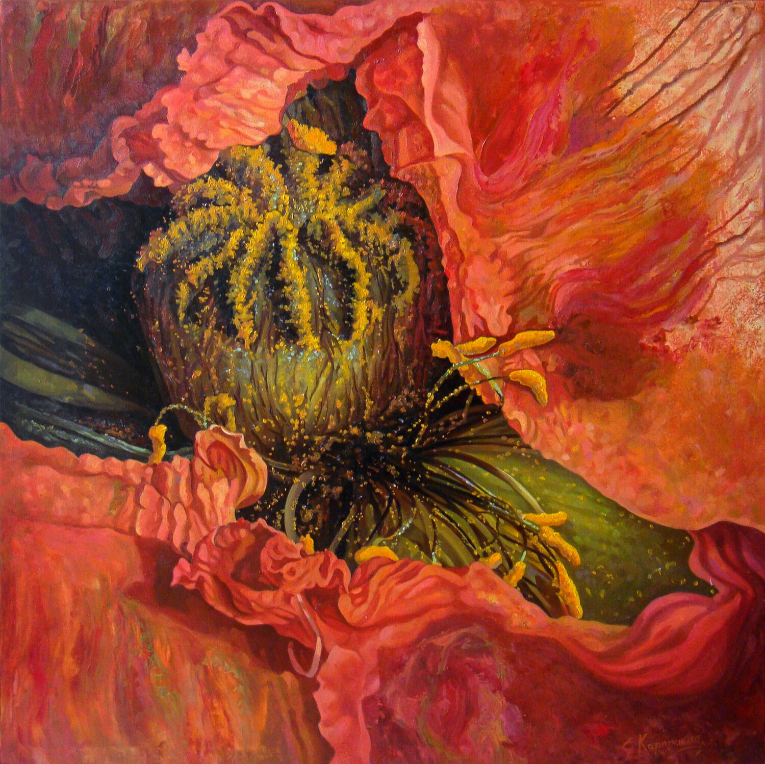 Red Poppy Irini Karpikioti Original painting for sale