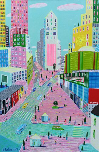 Beautiful City, Beautiful People by Katrina Avotina, Painting for Sale on Select