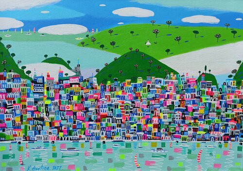 Above The Mountains by Katrina Avotina, Painting for Sale on Select
