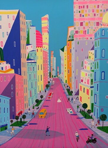 Bustling On Bourbon Street by Katrina Avotina, Painting for Sale on Select